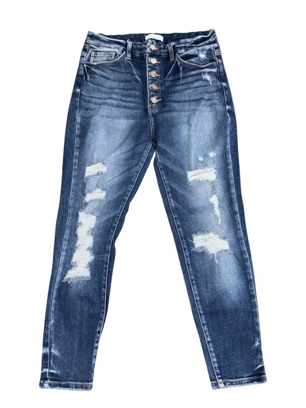 KanCan Signature Kurvy Ultra High Rise Skinny Distressed Button Fly Size 29